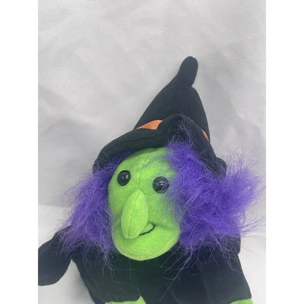 Vintage Halloween Hand Puppet Witch Plush Stuffed Animal Toy 8” RARE